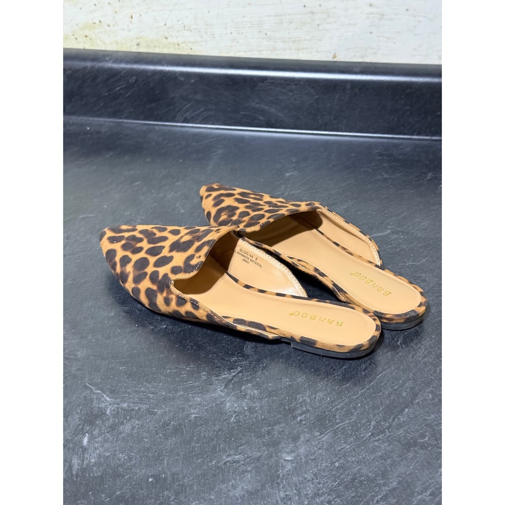 Womens Leopard Print Pointed Toe Mules Brown Black Size 8 Cheetah - Picture 5 of 7